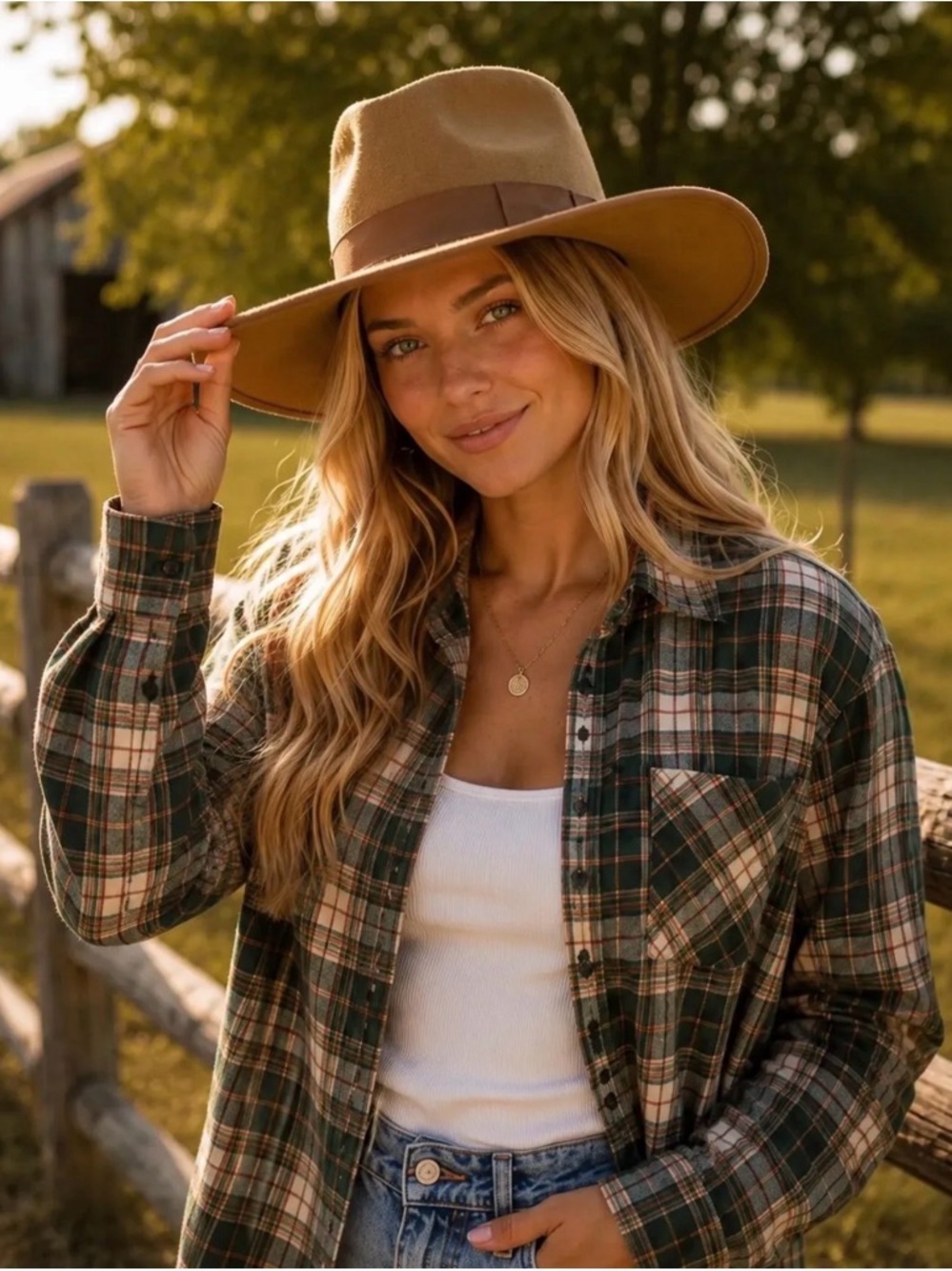 Carly Jean Los Angeles Cambria Felt Hat Tan Wide Brim Western Boho